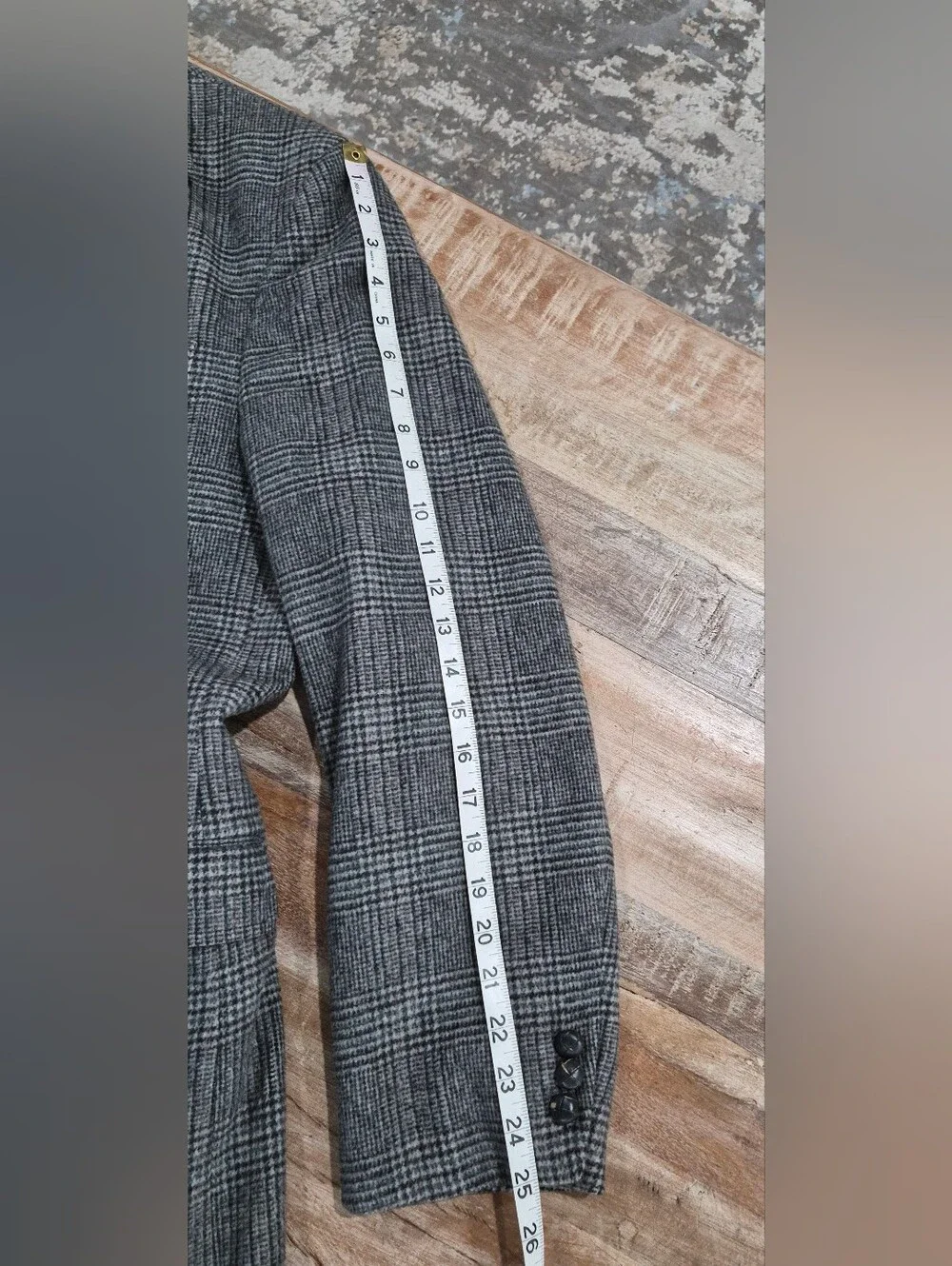 Vintage Gino Salvaggi Wool & Camel Blend Glen Plaid Blazer 43L Gray